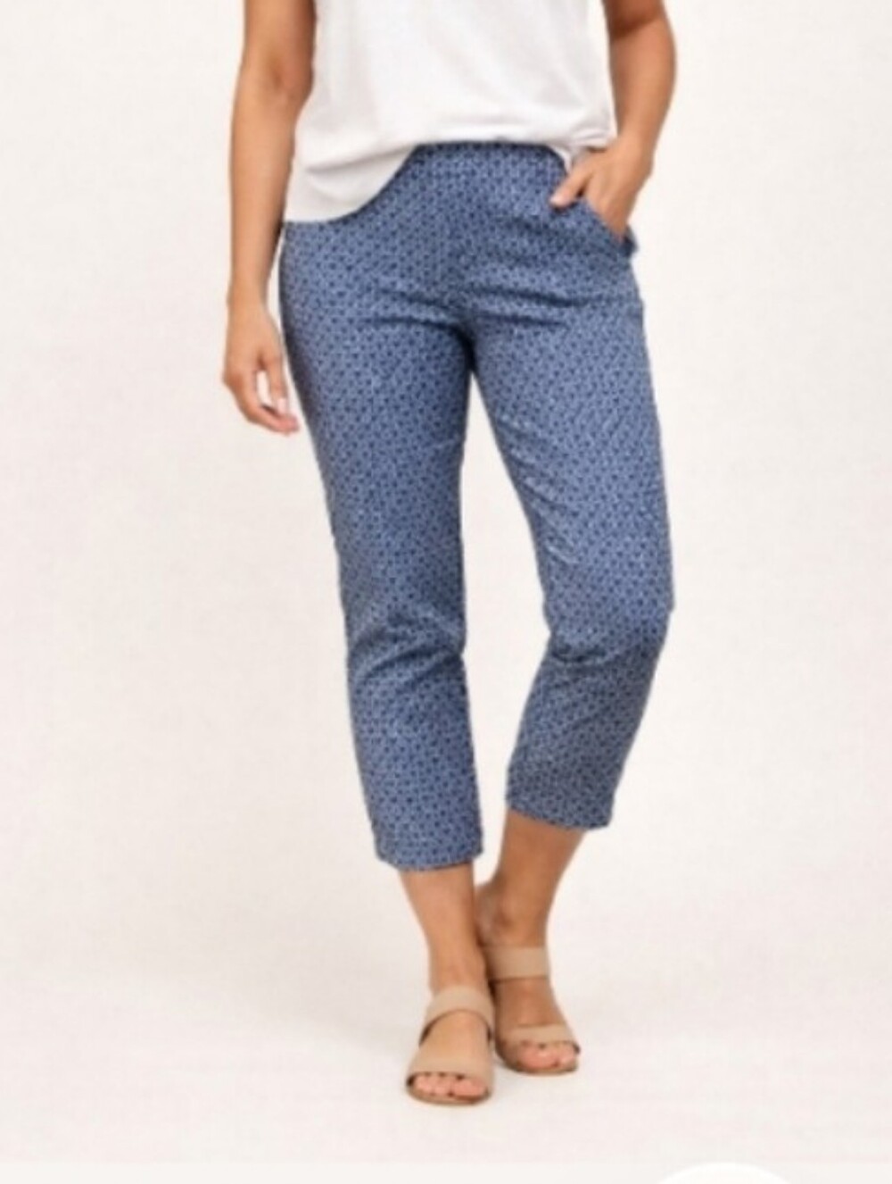 "Dalia," Like New! Misses Blue Pattern Cropped Pants Size 6.